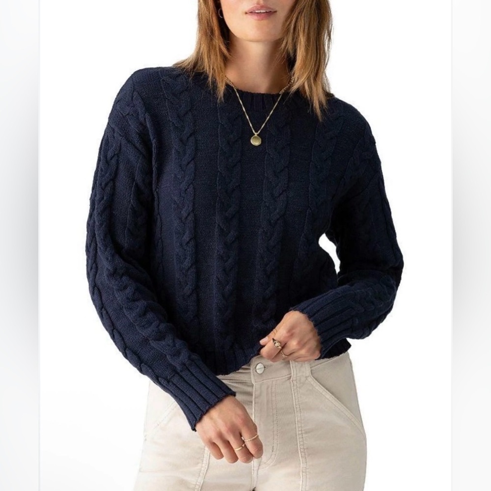 Sanctuary Navy Cable Crewneck Sweater Size XXL NWT Minimalist Sheek Plus
